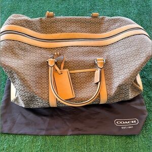 Coach Brown and Tan Duffel Bag